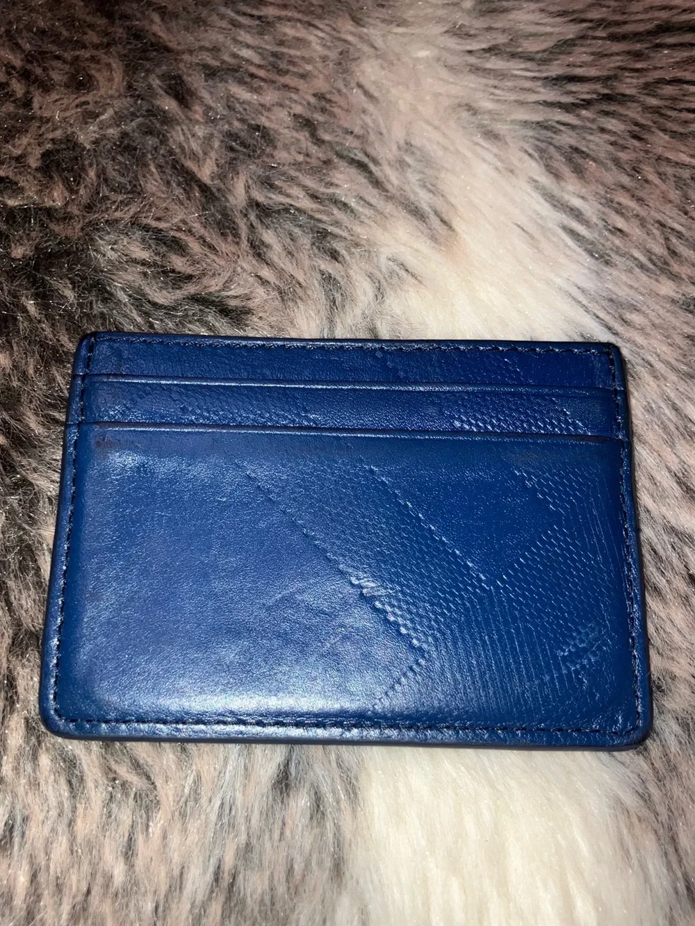 Burberry Slim Wallet Card Holder Navy Embossed Nova Check